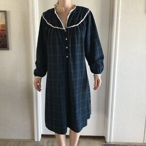 Lanz of Salzburg Vintage Plaid Flannel Nightgown Size Small
